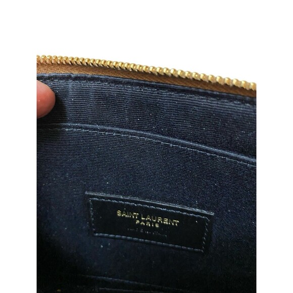 Saint Laurent Monogram Quilted Leather Bill Pouch Wallet Dune - Picture 8 of 10